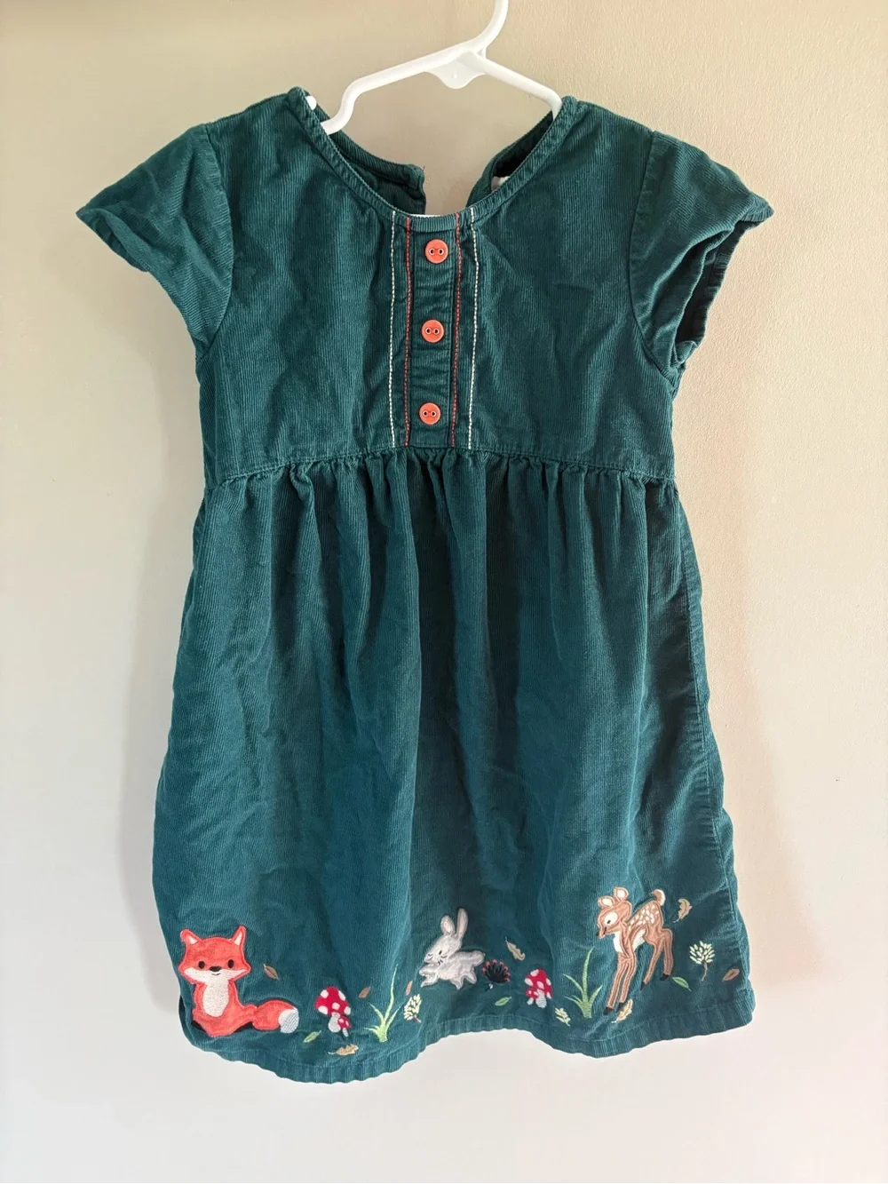 Girls' Forest Animal Corduroy Dress - Teal